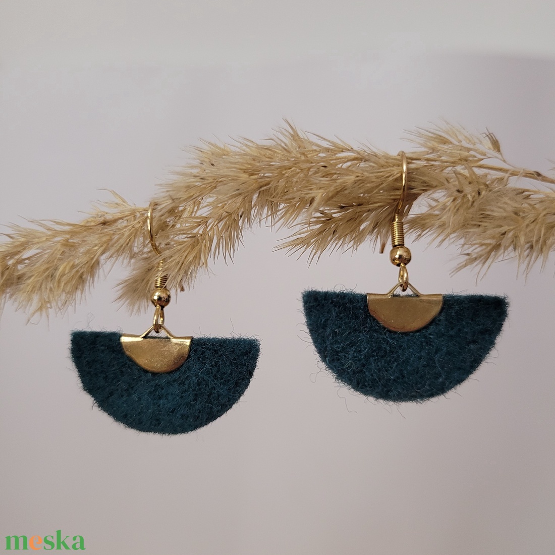 Holdszirmok aromafülbevaló - petrolzöld - ékszer - fülbevaló - lógó fülbevaló - Meska.hu