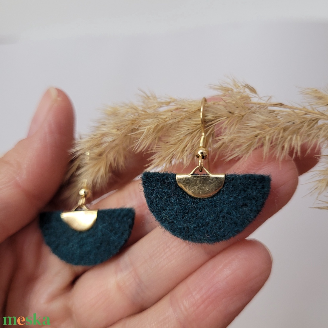 Holdszirmok aromafülbevaló - petrolzöld - ékszer - fülbevaló - lógó fülbevaló - Meska.hu