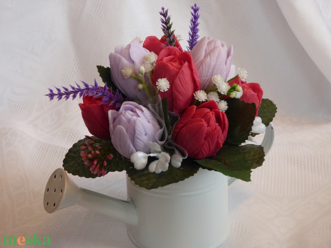 Piros tulipán csokor - otthon & lakás - dekoráció - virágdísz és tartó - virágbox, virágdoboz - Meska.hu