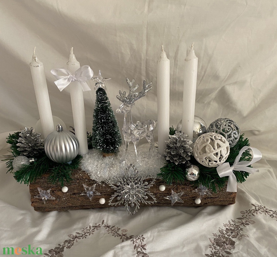 Adventi karácsonyi rénszarvas koszorú asztaldísz  - karácsony - adventi díszek - adventi asztaldísz - Meska.hu