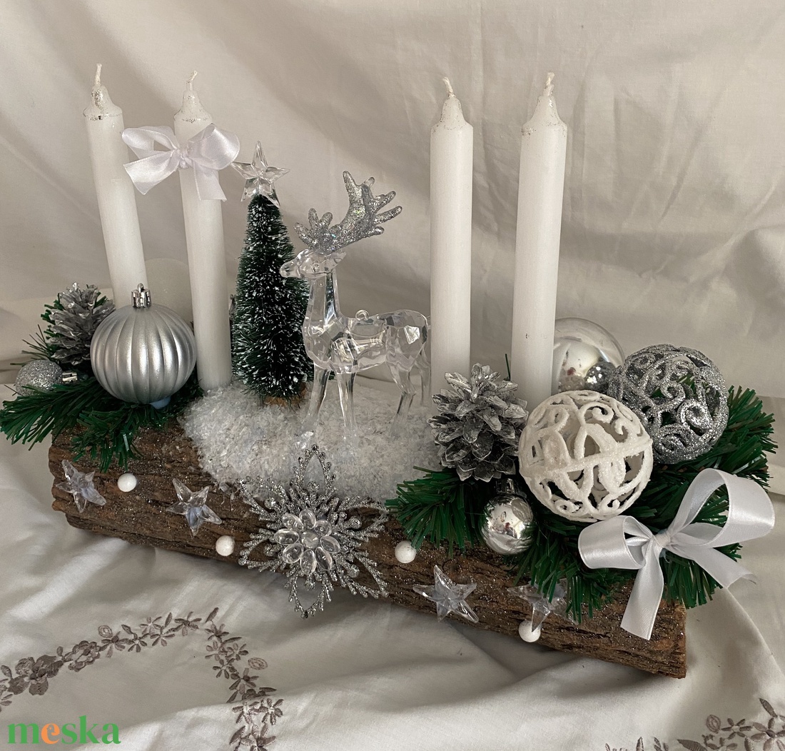 Adventi karácsonyi rénszarvas koszorú asztaldísz  - karácsony - adventi díszek - adventi asztaldísz - Meska.hu