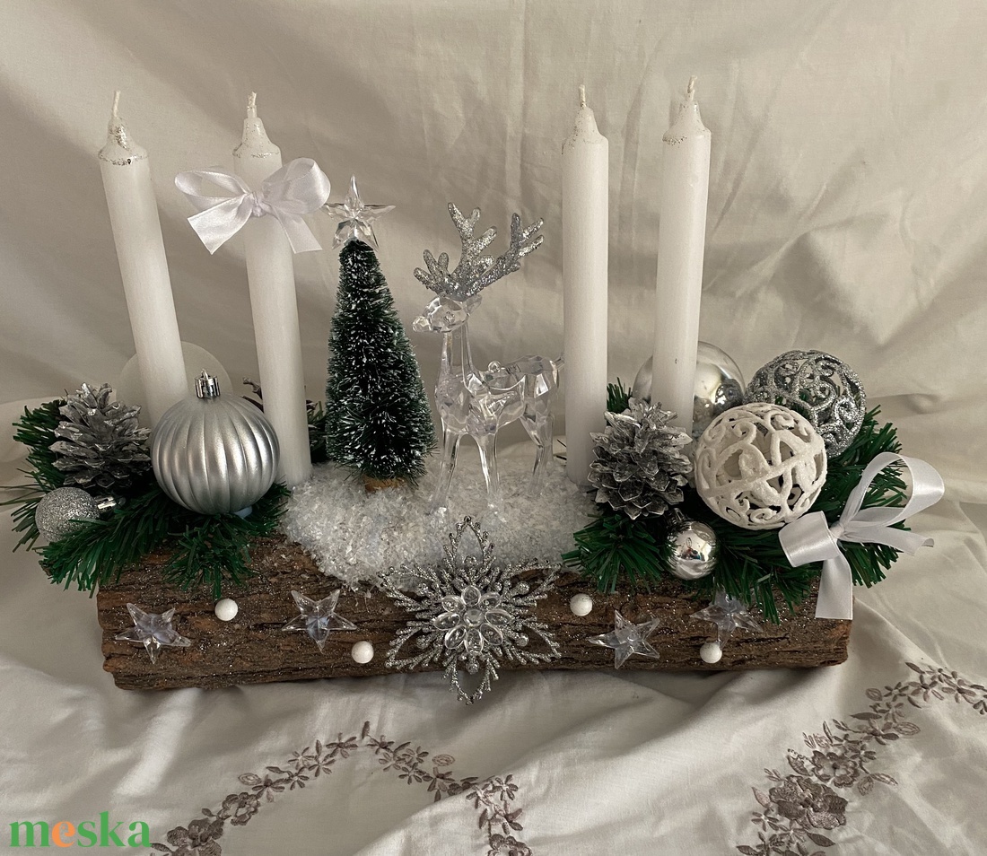Adventi karácsonyi rénszarvas koszorú asztaldísz  - karácsony - adventi díszek - adventi asztaldísz - Meska.hu