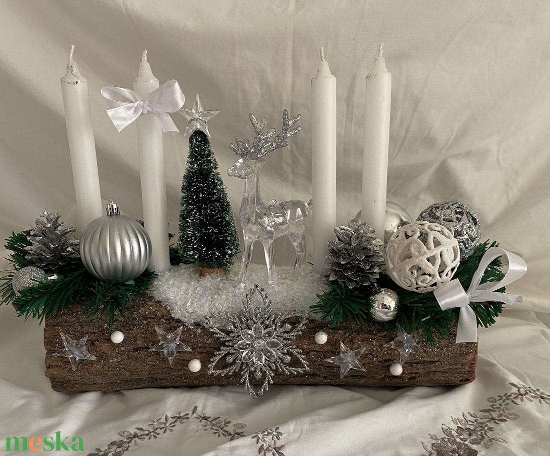 Adventi karácsonyi rénszarvas koszorú asztaldísz  - karácsony - adventi díszek - adventi asztaldísz - Meska.hu