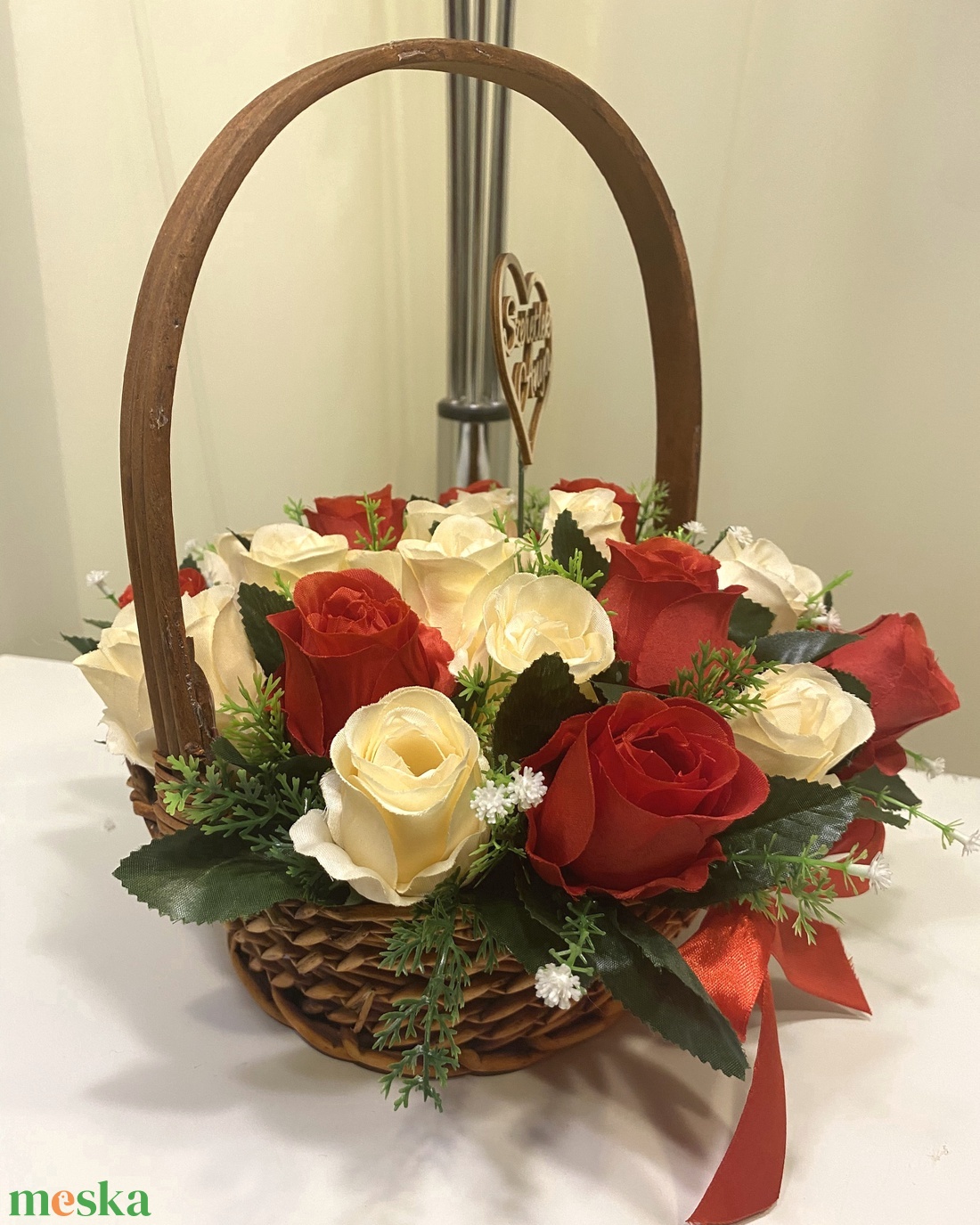 Rózsa kosár XL  virágdoboz, virágbox, asztaldísz  - otthon & életmód - dekoráció - asztal és polc dekoráció - asztaldísz - Meska.hu