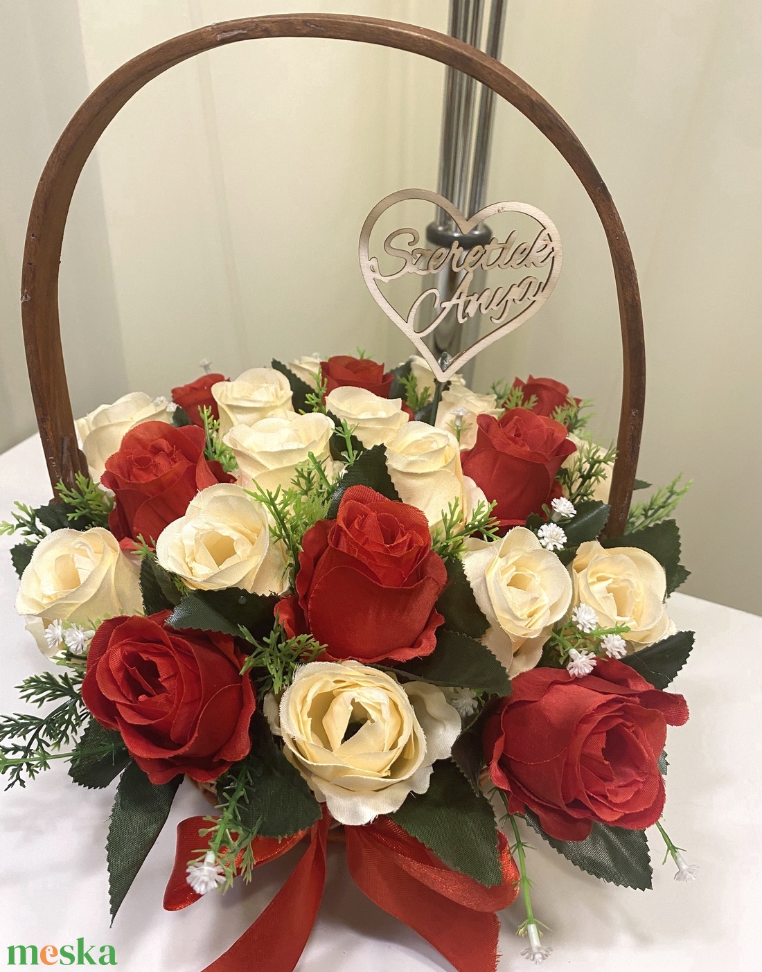 Rózsa kosár XL  virágdoboz, virágbox, asztaldísz  - otthon & életmód - dekoráció - asztal és polc dekoráció - asztaldísz - Meska.hu