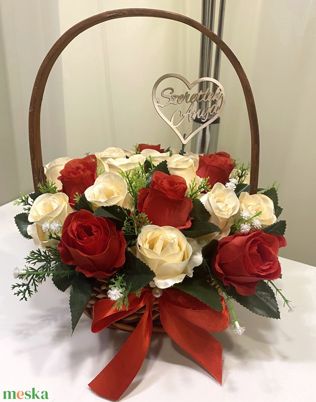 Rózsa kosár XL  virágdoboz, virágbox, asztaldísz  - otthon & életmód - dekoráció - asztal és polc dekoráció - asztaldísz - Meska.hu