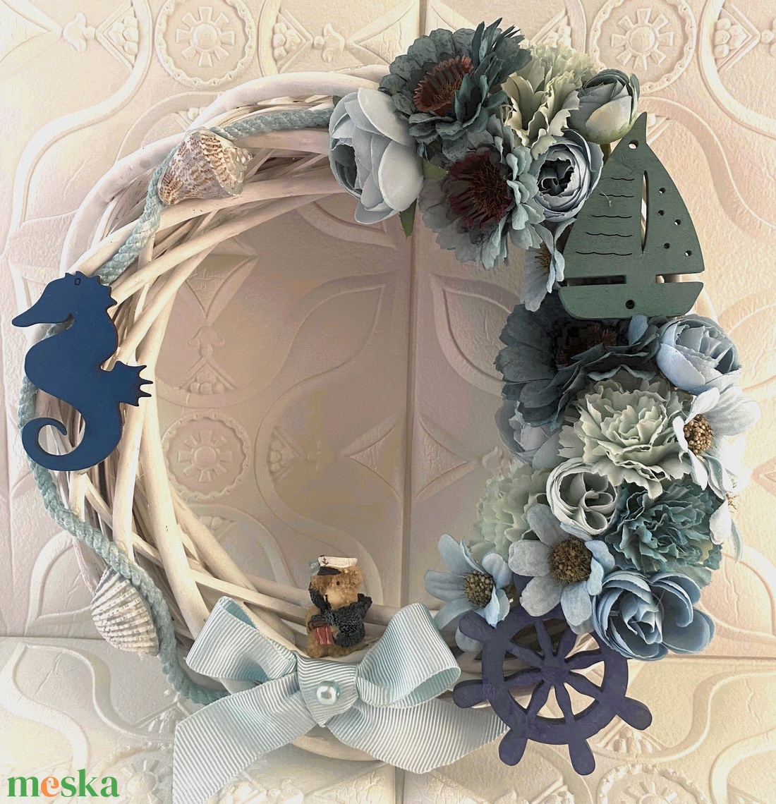 Kék matróz kopogtató, ajtódísz - otthon & életmód - dekoráció - ajtó- és ablak dekoráció - ajtódísz & kopogtató - Meska.hu