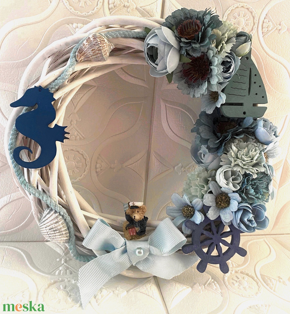 Kék matróz kopogtató, ajtódísz - otthon & életmód - dekoráció - ajtó- és ablak dekoráció - ajtódísz & kopogtató - Meska.hu