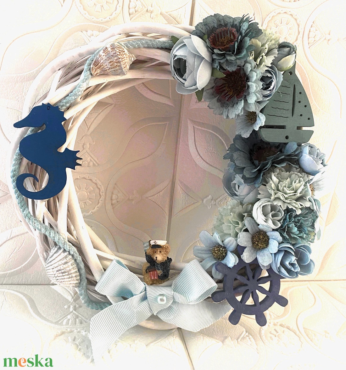 Kék matróz kopogtató, ajtódísz - otthon & életmód - dekoráció - ajtó- és ablak dekoráció - ajtódísz & kopogtató - Meska.hu