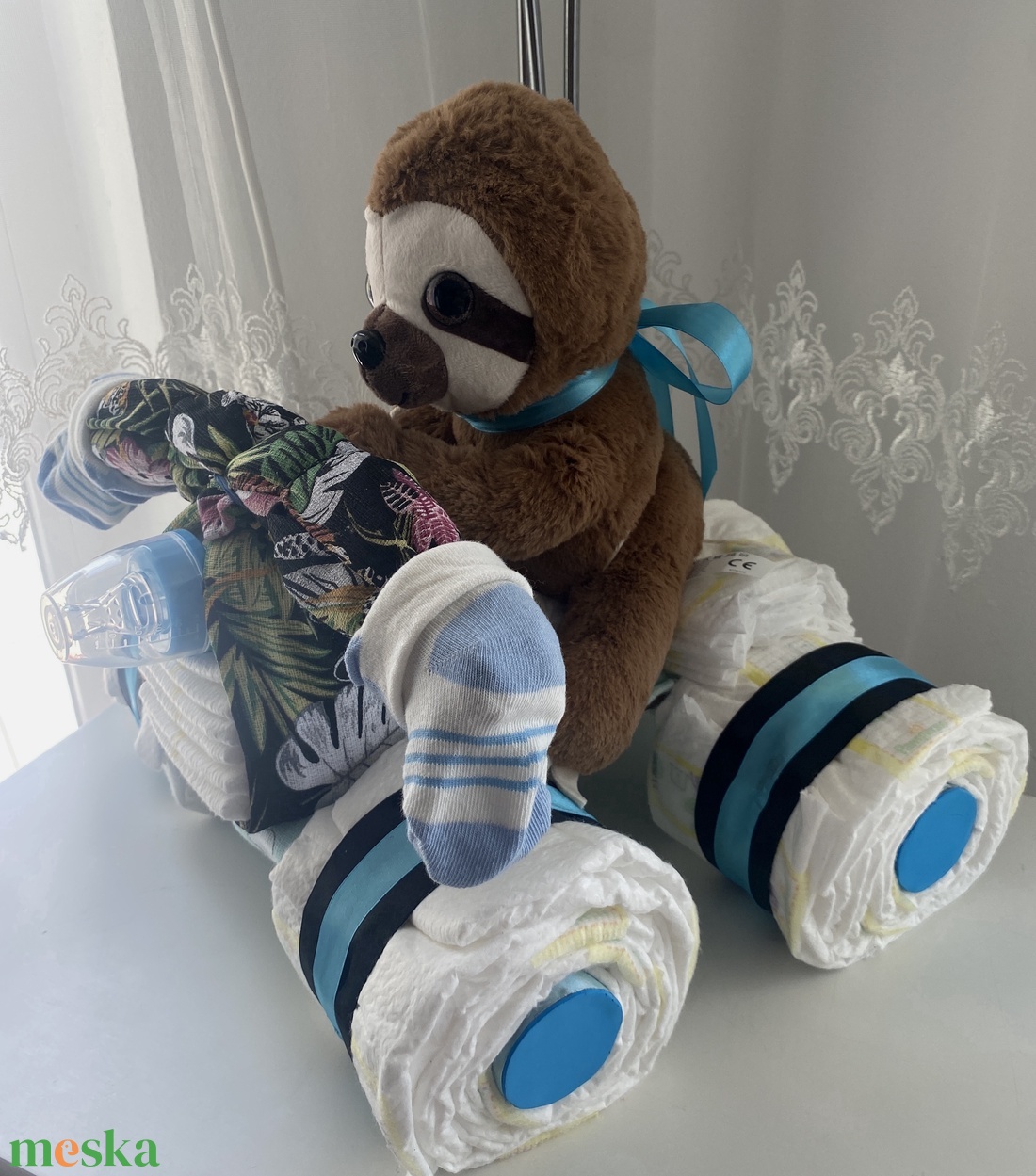 Lajhár Quad   autó pelenkatorta, 2-5 kg pelenkatorony, babaváró csomag - játék & sport - Meska.hu