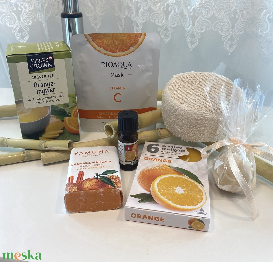 Narancsos  kényeztető  csomag, szett  - szépségápolás - kozmetikai ajándékcsomag - Meska.hu