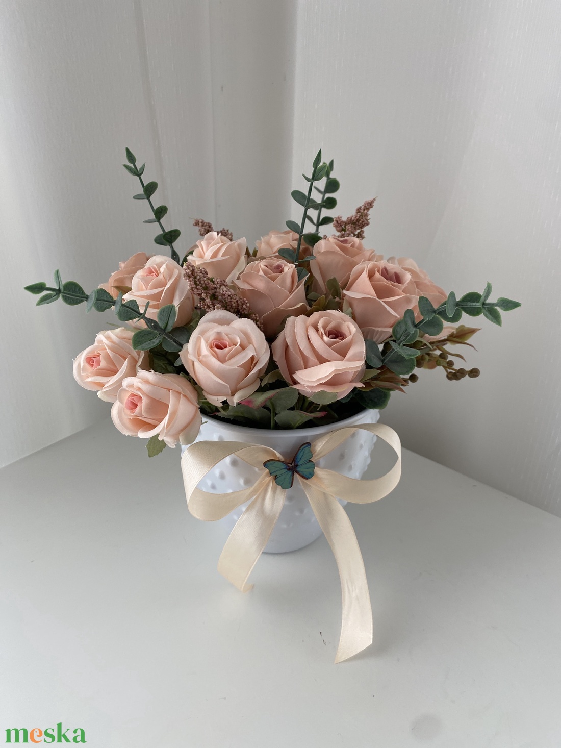 Bézs rózsa  virág csokor - otthon & életmód - dekoráció - Meska.hu