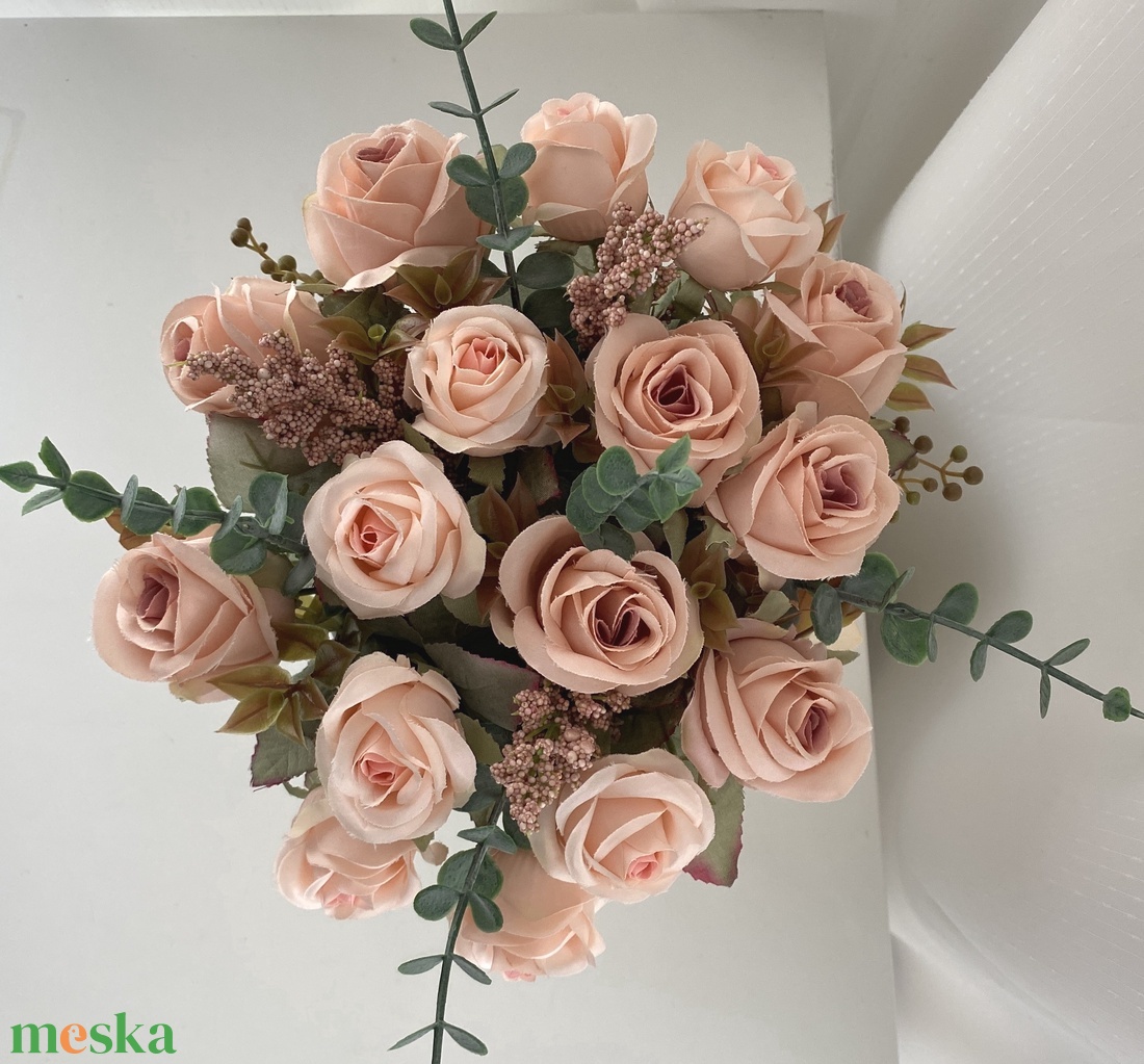Bézs rózsa  virág csokor - otthon & életmód - dekoráció - Meska.hu