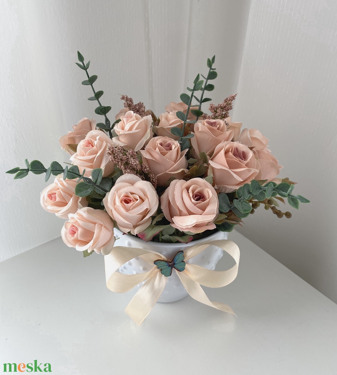 Bézs rózsa  virág csokor - otthon & életmód - dekoráció - Meska.hu