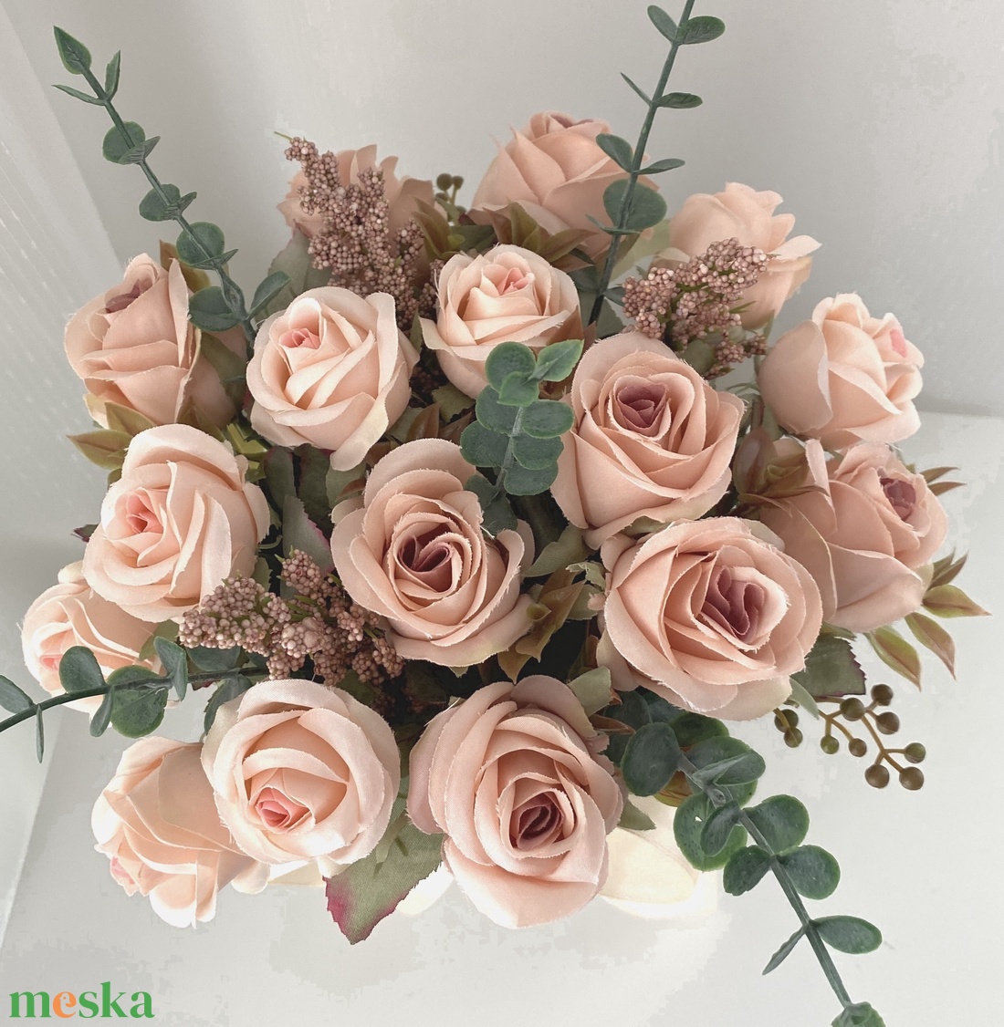 Bézs rózsa  virág csokor - otthon & életmód - dekoráció - Meska.hu