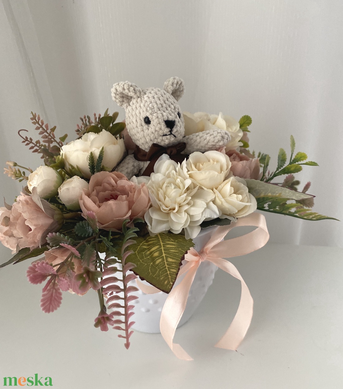 Maci rózsával Örökcsokor, virág csokor - otthon & életmód - dekoráció - Meska.hu