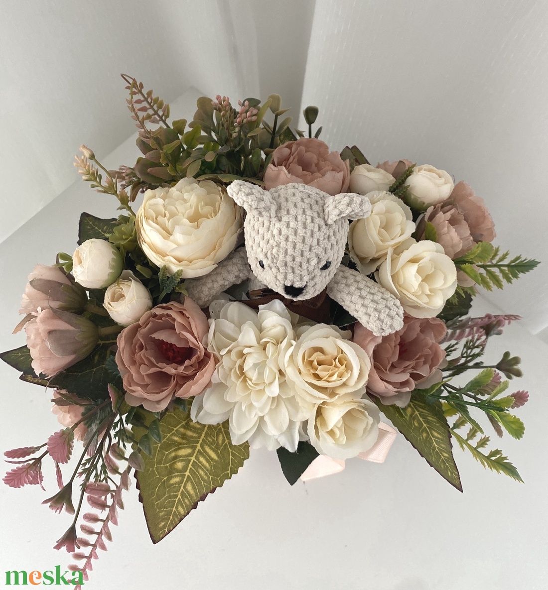 Maci rózsával Örökcsokor, virág csokor - otthon & életmód - dekoráció - Meska.hu