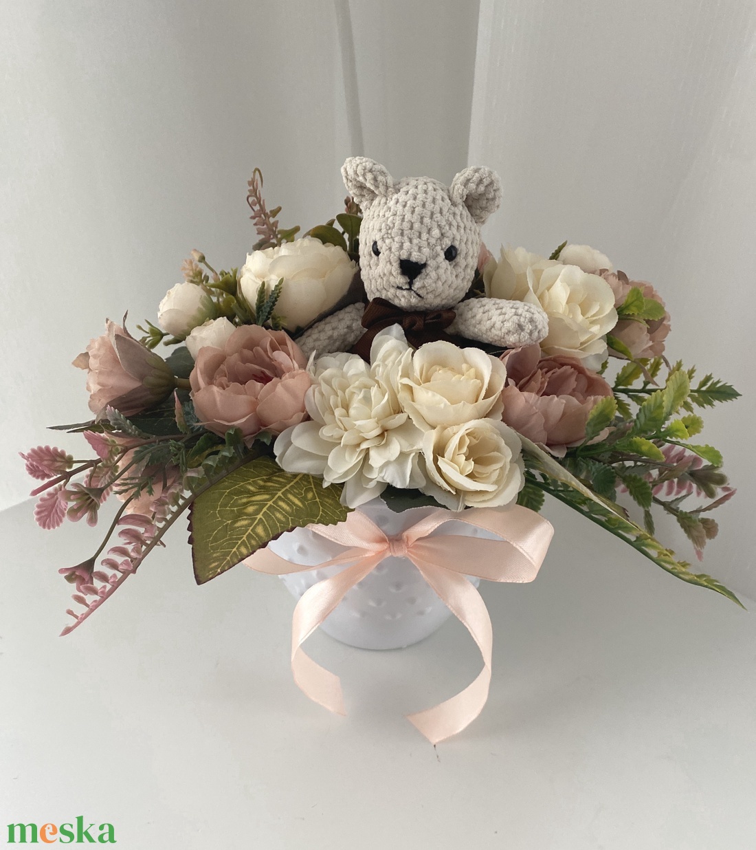 Maci rózsával Örökcsokor, virág csokor - otthon & életmód - dekoráció - Meska.hu