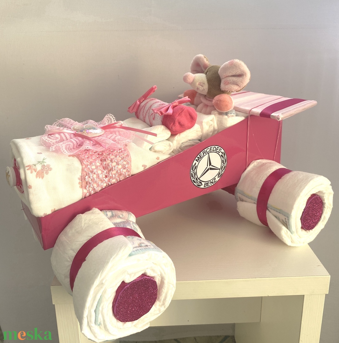 Mercédesz autó pelenkatorta,2-5 kg pelenkatorony, babaváró csomag - játék & sport - Meska.hu