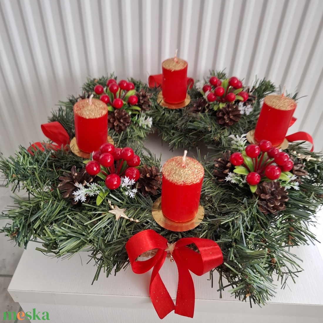 Karácsonyi  klasszikus adventi koszorú, asztaldísz  - karácsony - adventi díszek - adventi asztaldísz - Meska.hu Karácsonyi  klasszikus adventi koszorú, asztaldísz  - karácsony - adventi díszek - adventi asztaldísz - Meska.hu