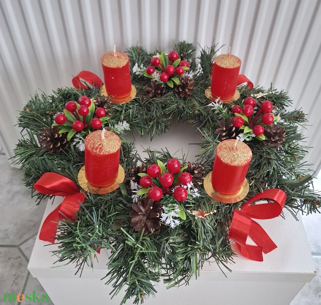 Karácsonyi  klasszikus adventi koszorú, asztaldísz  - karácsony - adventi díszek - adventi asztaldísz - Meska.hu Karácsonyi  klasszikus adventi koszorú, asztaldísz  - karácsony - adventi díszek - adventi asztaldísz - Meska.hu
