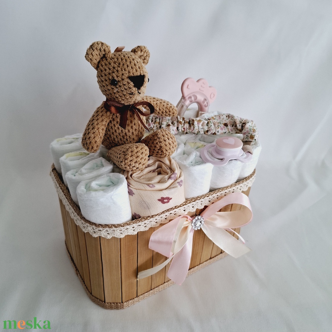 Mackó cumilánccal pelenkatorony, pelenkatorta babaváró csomag 2-5kg - játék & sport - Meska.hu