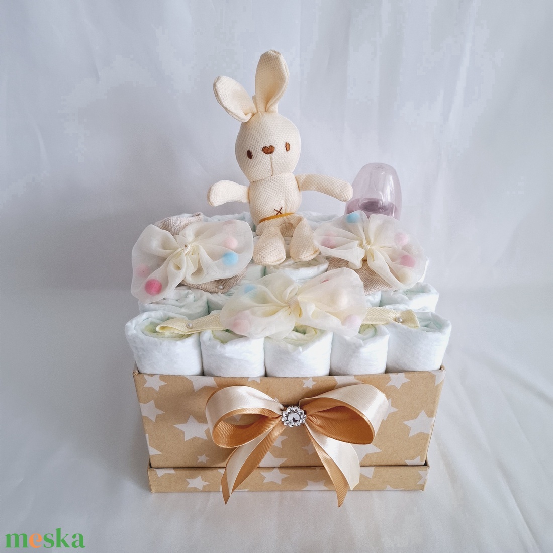 Nyuszi baba box, pelenkatorta 4-8 kg, pelenka doboz, babaváró csomag - játék & sport - babalátogató ajándékcsomag - Meska.hu Nyuszi baba box, pelenkatorta 4-8 kg, pelenka doboz, babaváró csomag - játék & sport - babalátogató ajándékcsomag - Meska.hu