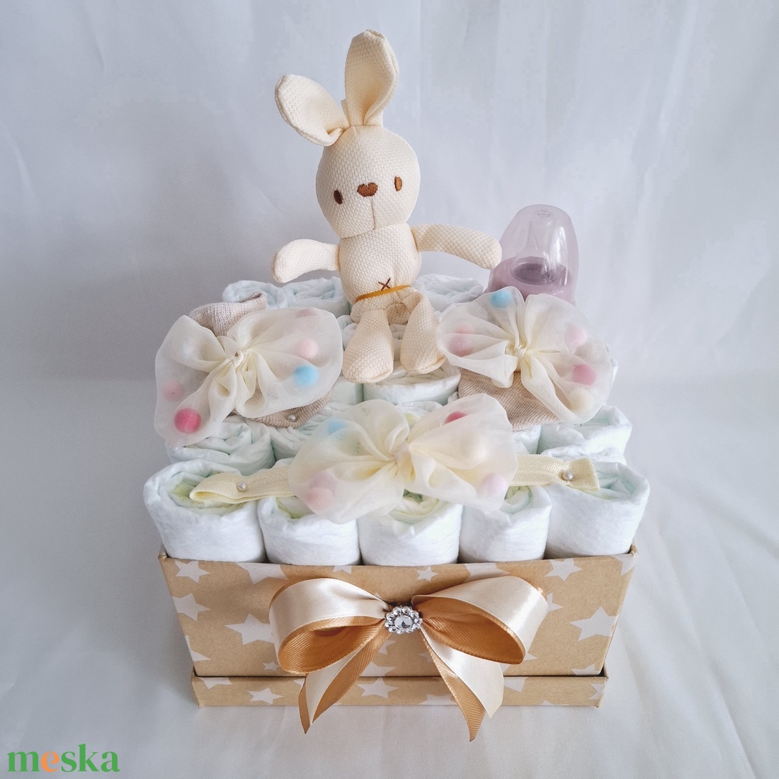 Nyuszi baba box, pelenkatorta 4-8 kg, pelenka doboz, babaváró csomag - játék & sport - babalátogató ajándékcsomag - Meska.hu Nyuszi baba box, pelenkatorta 4-8 kg, pelenka doboz, babaváró csomag - játék & sport - babalátogató ajándékcsomag - Meska.hu