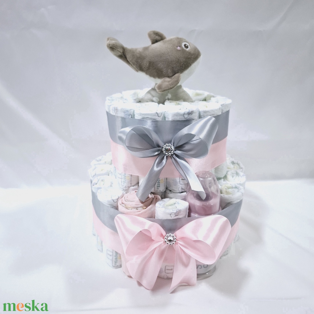 Delfin box, pelenkatorta 2-5 kg pelenkatorony, babaváró csomag, kelengye - játék & sport - babalátogató ajándékcsomag - Meska.hu