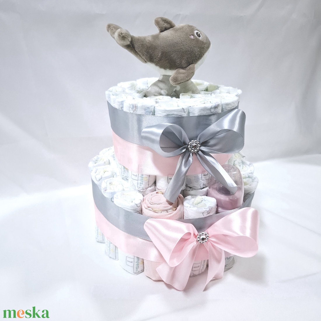 Delfin box, pelenkatorta 2-5 kg pelenkatorony, babaváró csomag, kelengye - játék & sport - babalátogató ajándékcsomag - Meska.hu
