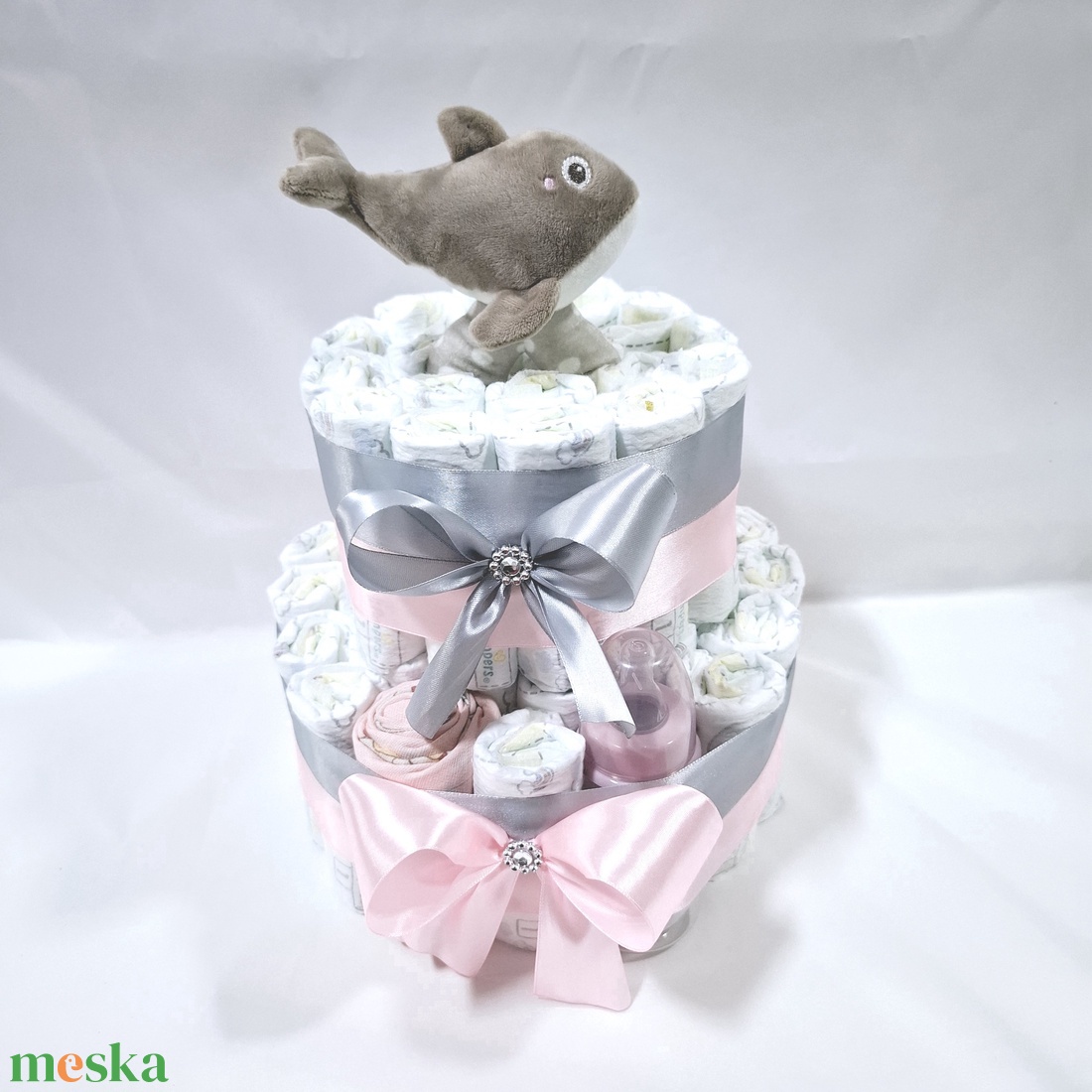 Delfin box, pelenkatorta 2-5 kg pelenkatorony, babaváró csomag, kelengye - játék & sport - babalátogató ajándékcsomag - Meska.hu