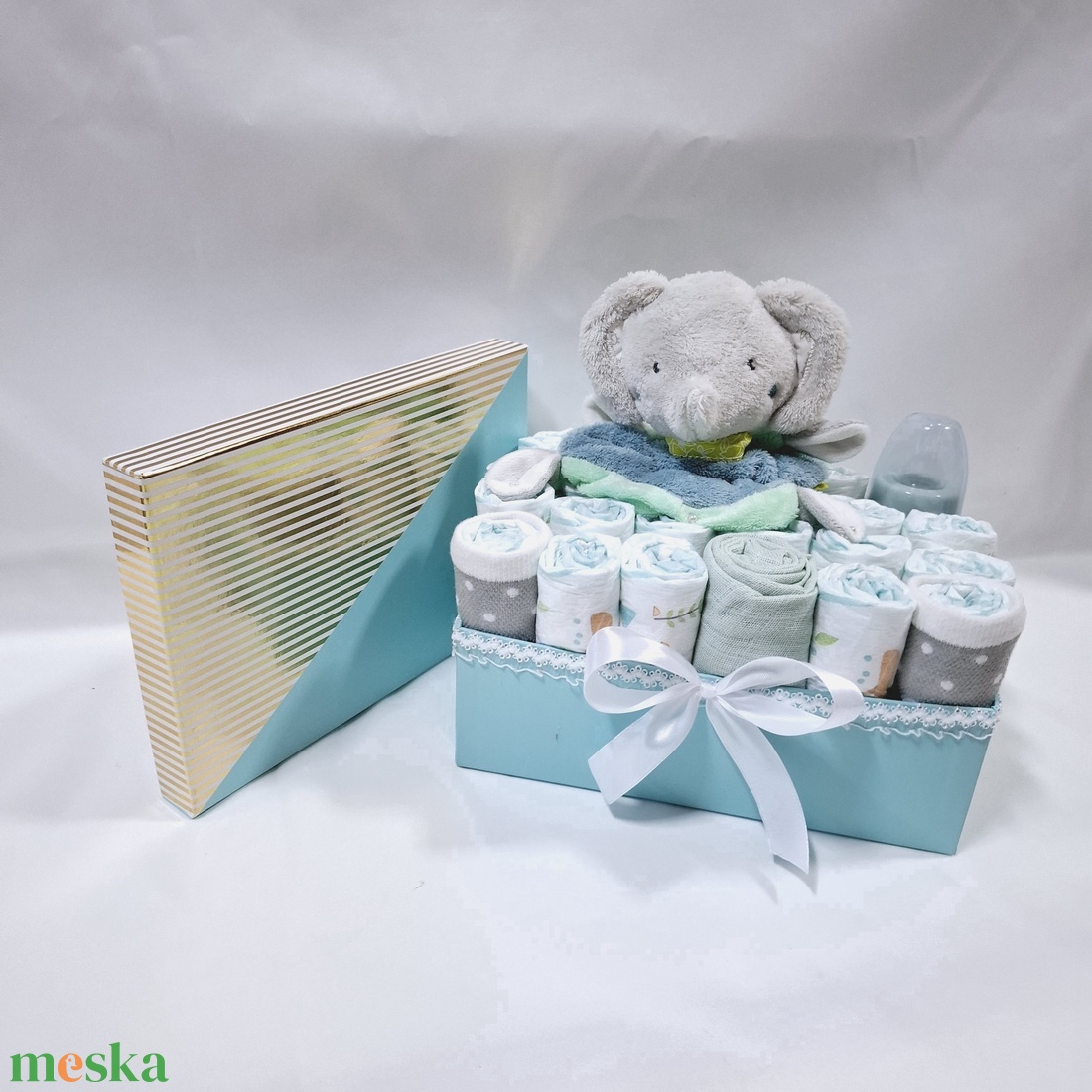 Kis elefánt baba box ,pelenkatorta 6-10kg, pelenkatorony, babaváró csomag, kelengye - játék & sport - babalátogató ajándékcsomag - Meska.hu Kis elefánt baba box ,pelenkatorta 6-10kg, pelenkatorony, babaváró csomag, kelengye - játék & sport - babalátogató ajándékcsomag - Meska.hu