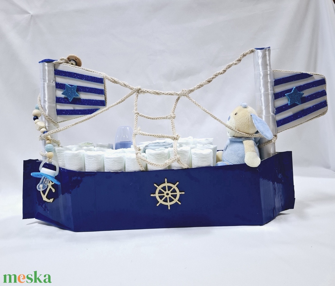 Hajós zenelő kutyus XL pelenkatorta, 2-5 kg pelenkatorony, babaváró csomag - játék & sport - babalátogató ajándékcsomag - Meska.hu Hajós zenelő kutyus XL pelenkatorta, 2-5 kg pelenkatorony, babaváró csomag - játék & sport - babalátogató ajándékcsomag - Meska.hu