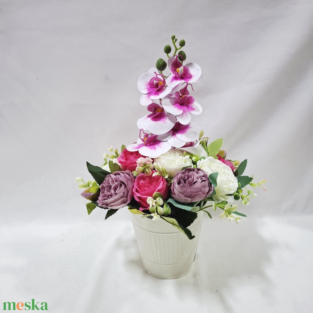 Orchidearózsa virágbox, virágcsokor asztaldísz, virágdoboz ,kaspó - otthon & életmód - dekoráció - virágdísz és tartó - virágbox, virágdoboz - Meska.hu