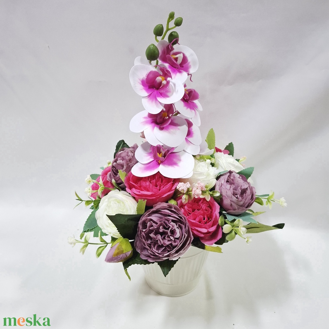 Orchidearózsa virágbox, virágcsokor asztaldísz, virágdoboz ,kaspó - otthon & életmód - dekoráció - virágdísz és tartó - virágbox, virágdoboz - Meska.hu
