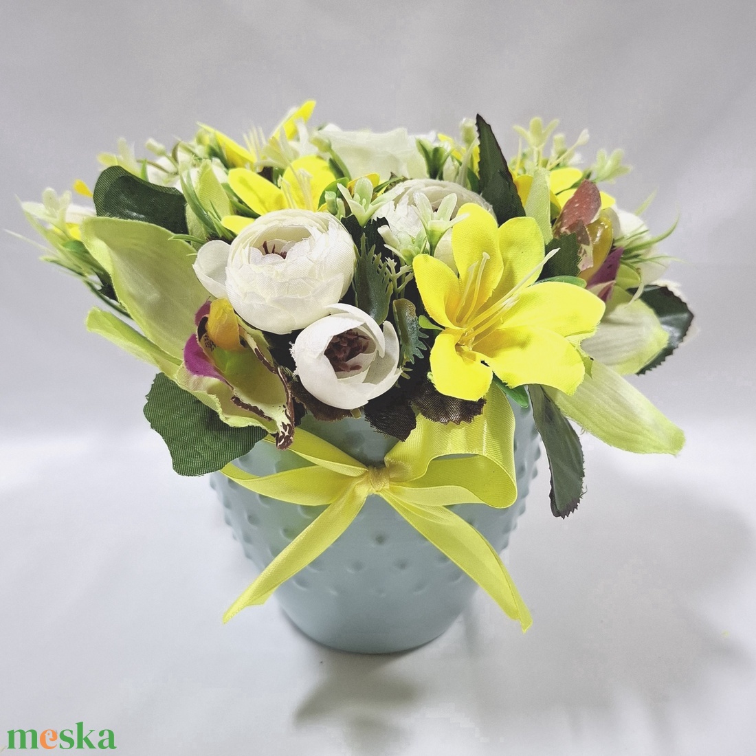 Begónia - orchidea virágcsokor, virágdoboz, asztaldísz, dekoráció, ajándék - otthon & életmód - dekoráció - virágdísz és tartó - virágbox, virágdoboz - Meska.hu