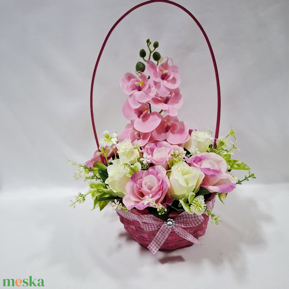 Harmónia orchidea - rózsa virágcsokor, virágdoboz, örökcsokor, kézikosár, ajándék (édességgel) - otthon & életmód - dekoráció - virágdísz és tartó - csokor & virágdísz - Meska.hu