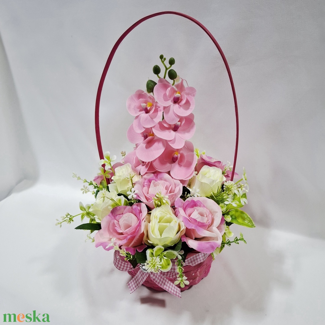 Harmónia orchidea - rózsa virágcsokor, virágdoboz, örökcsokor, kézikosár, ajándék (édességgel) - otthon & életmód - dekoráció - virágdísz és tartó - csokor & virágdísz - Meska.hu
