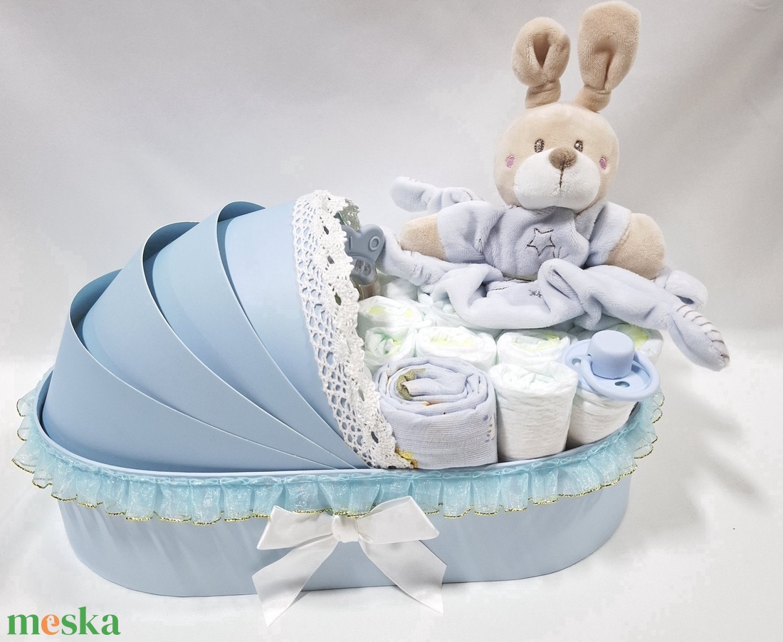 Nyuszi bölcső pelenkatorta 2-5 kg, pelenkatorony, babaváró csomag, kelengye - játék & sport - babalátogató ajándékcsomag - Meska.hu Nyuszi bölcső pelenkatorta 2-5 kg, pelenkatorony, babaváró csomag, kelengye - játék & sport - babalátogató ajándékcsomag - Meska.hu
