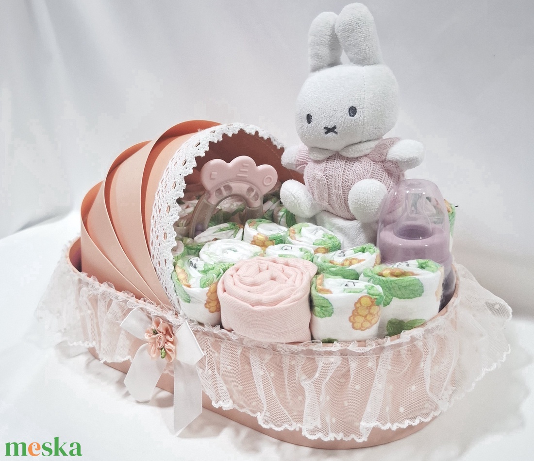 Nyuszi bölcső pelenkatorta 3-6 kg, pelenkatorony, babaváró csomag - játék & sport - babalátogató ajándékcsomag - Meska.hu Nyuszi bölcső pelenkatorta 3-6 kg, pelenkatorony, babaváró csomag - játék & sport - babalátogató ajándékcsomag - Meska.hu