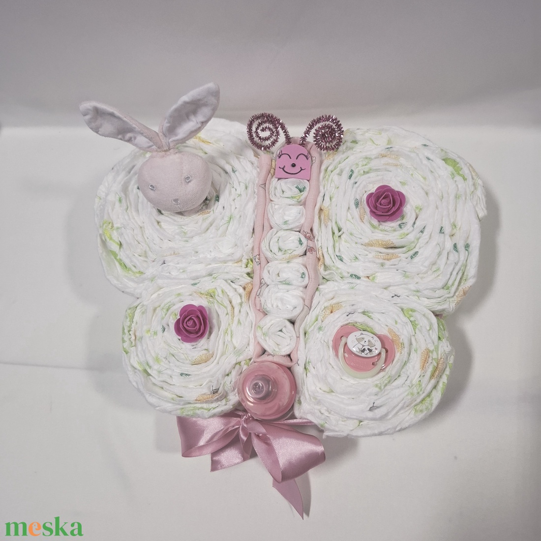Pillangó pelenkatorta, 2-5 kg pelenkatorony, babaváró csomag, kelengye - játék & sport - babalátogató ajándékcsomag - Meska.hu