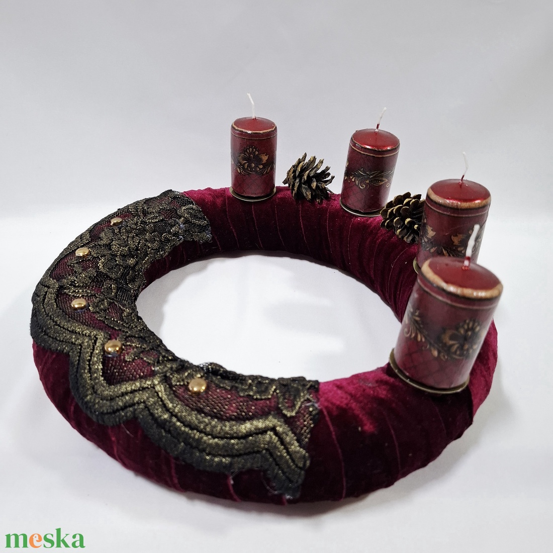 Adventi natura koszorú,  asztaldísz,  dekoráció - karácsony - adventi díszek - adventi asztaldísz - Meska.hu