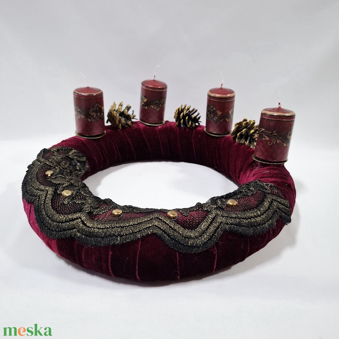 Adventi natura koszorú,  asztaldísz,  dekoráció - karácsony - adventi díszek - adventi asztaldísz - Meska.hu