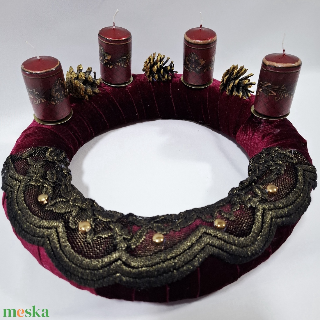 Adventi natura koszorú,  asztaldísz,  dekoráció - karácsony - adventi díszek - adventi asztaldísz - Meska.hu