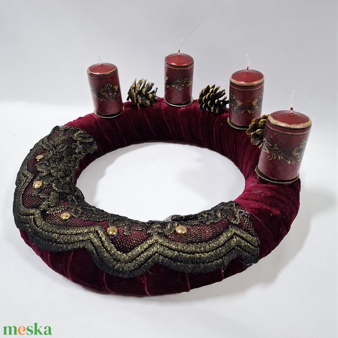 Adventi natura koszorú,  asztaldísz,  dekoráció - karácsony - adventi díszek - adventi asztaldísz - Meska.hu