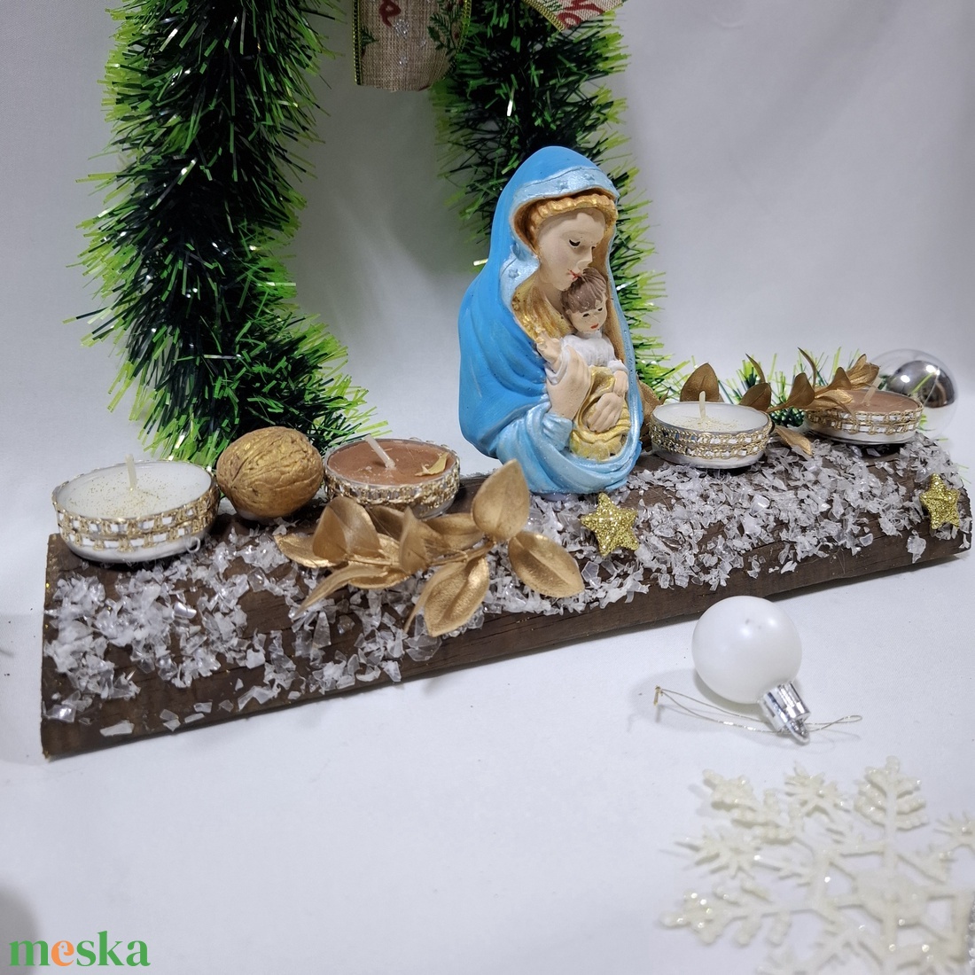 Adventi Mária koszorú,  asztaldísz,  dekoráció - karácsony - adventi díszek - adventi asztaldísz - Meska.hu