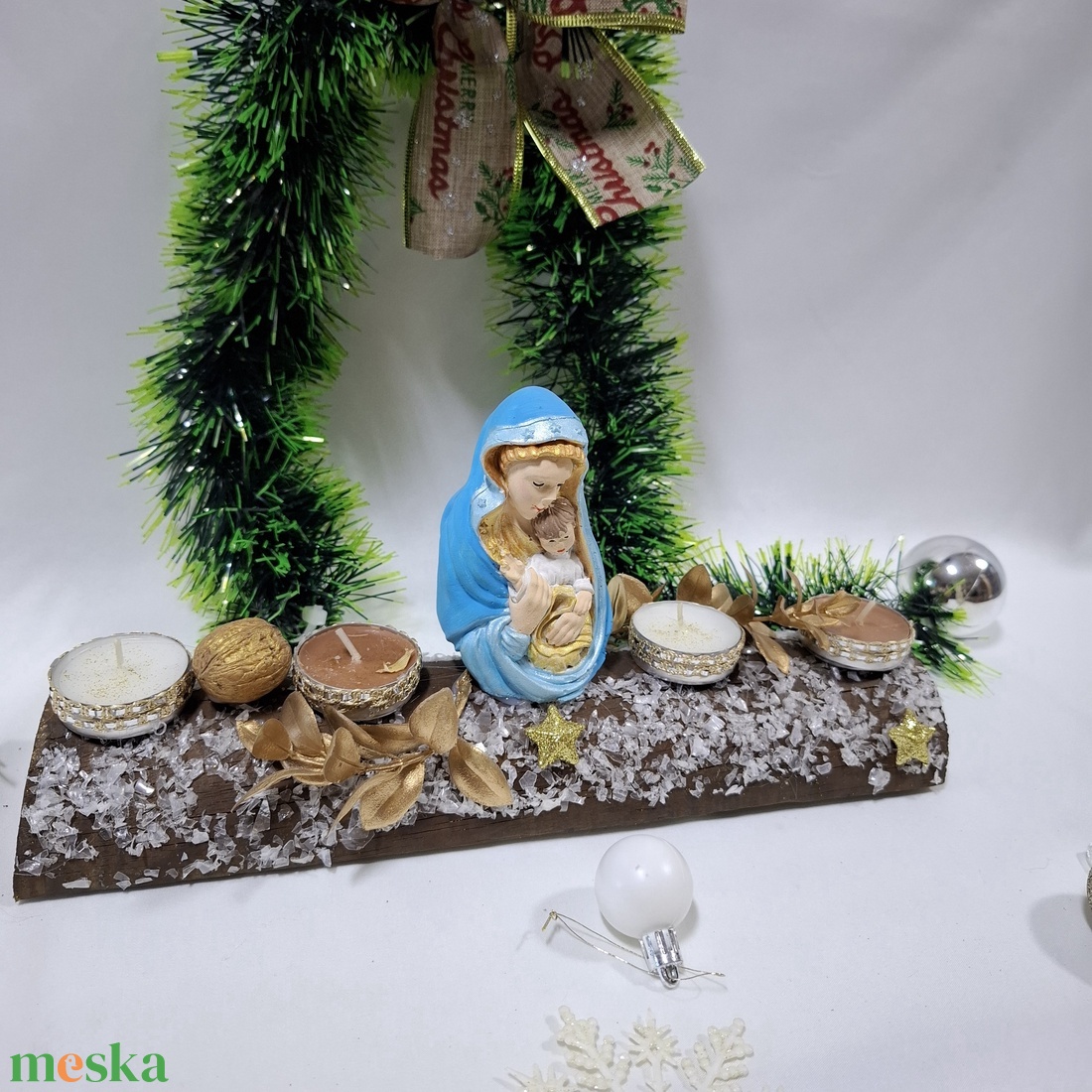 Adventi Mária koszorú,  asztaldísz,  dekoráció - karácsony - adventi díszek - adventi asztaldísz - Meska.hu