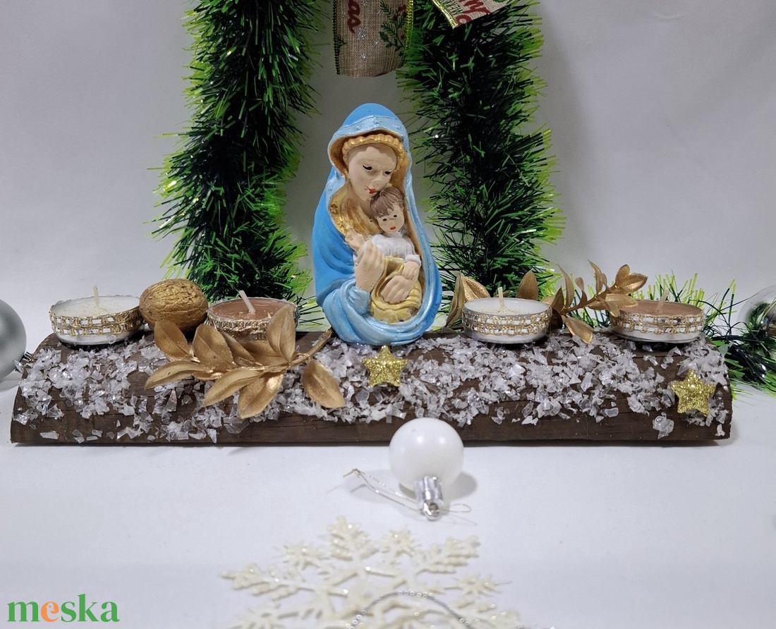 Adventi Mária koszorú,  asztaldísz,  dekoráció - karácsony - adventi díszek - adventi asztaldísz - Meska.hu
