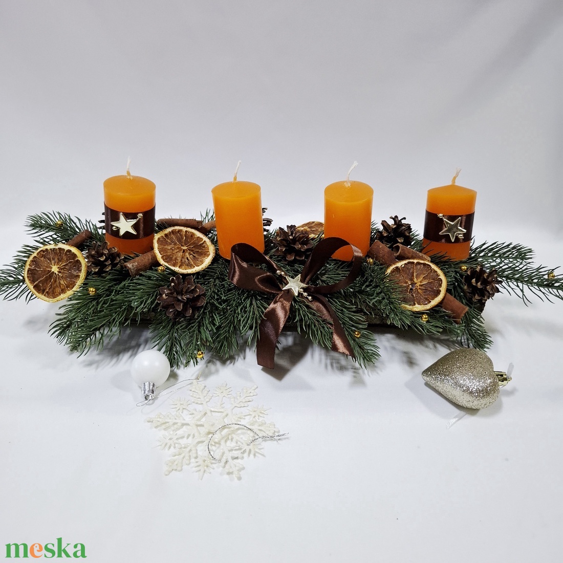 Adventi natura koszorú,  asztaldísz,  dekoráció - karácsony - adventi díszek - adventi asztaldísz - Meska.hu