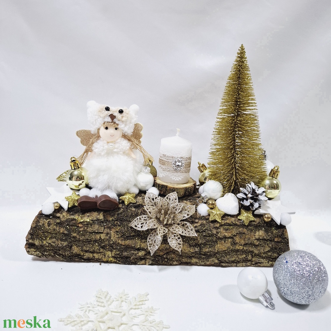 Adventi hókirálynő koszorú,  asztaldísz,  dekoráció - karácsony - adventi díszek - adventi asztaldísz - Meska.hu